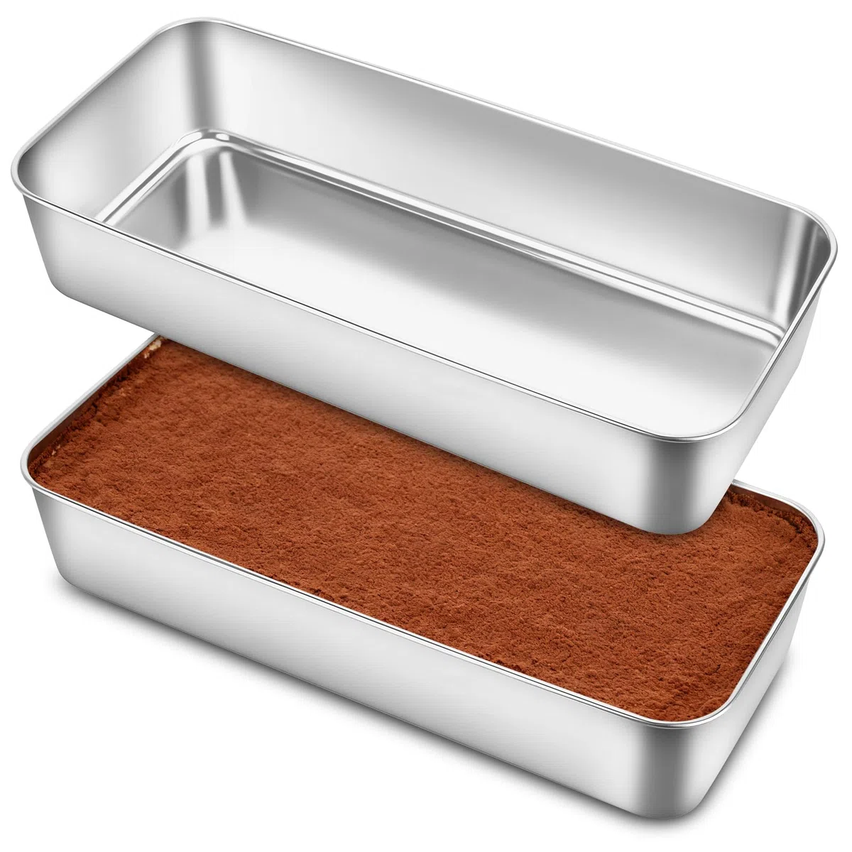 Set di 2 stampi rettangolari per pane – 32,5 x 15 x 6,2 cm, stampo per pane rinforzato, stampo per pane e torte in acciaio inossidabile, struttura monoblocco, lavabile in lavastoviglie