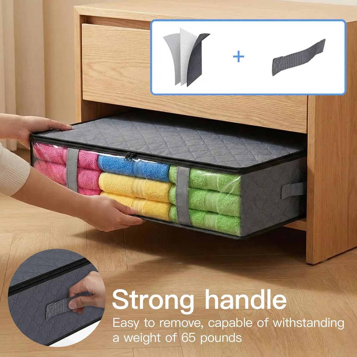 4 Pezzi Contenitori Sottoletto 60x45x15cm Scatole Sotto Letto Contenitore con Finestra di Osservazione e Maniglia per Piumoni, Lenzuola, Vestiti per Camera da Letto, Armadio