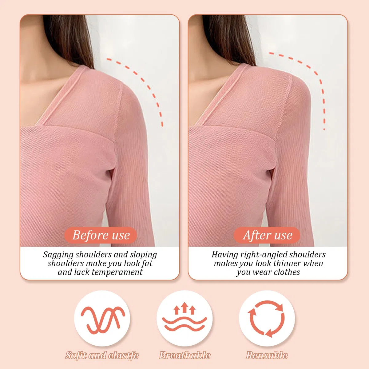 Spalline in Silicone, Spalline Autoadesive Antiscivolo, Spalla Invisibili, Morbide e Traspiranti, Riutilizzabili Spallina in Silicone, per Donna Uomo, Blazer Camicette (S)