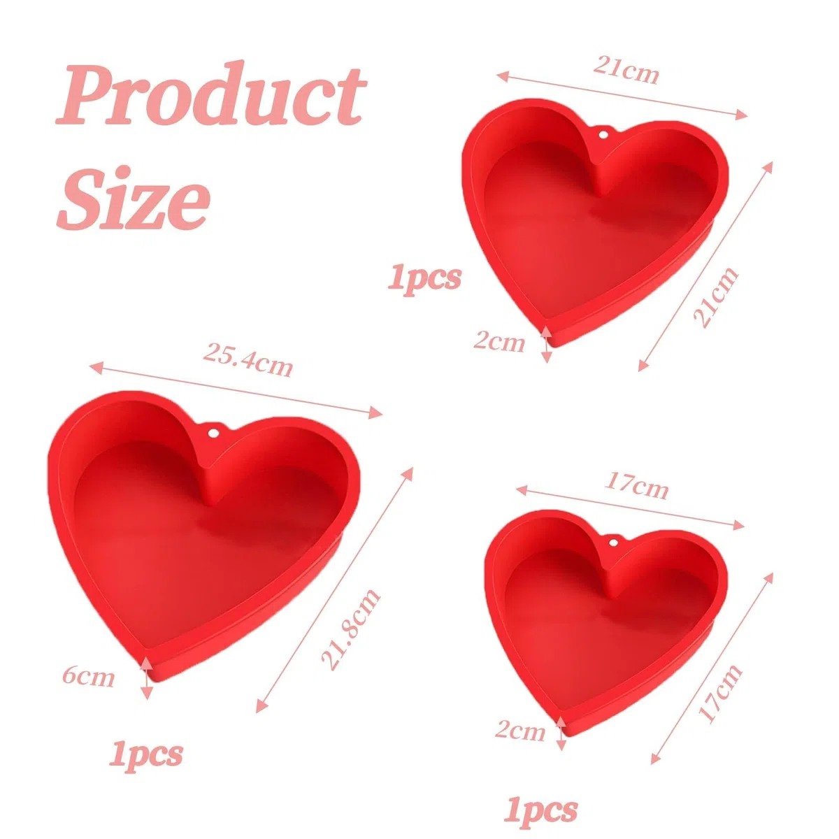 3 Pezzi Stampo in Silicone a Forma Di Cuore, Stampo Silicone Cuore, PUò Essere Utilizzato per La Cottura Quotidiana Dei Dolci