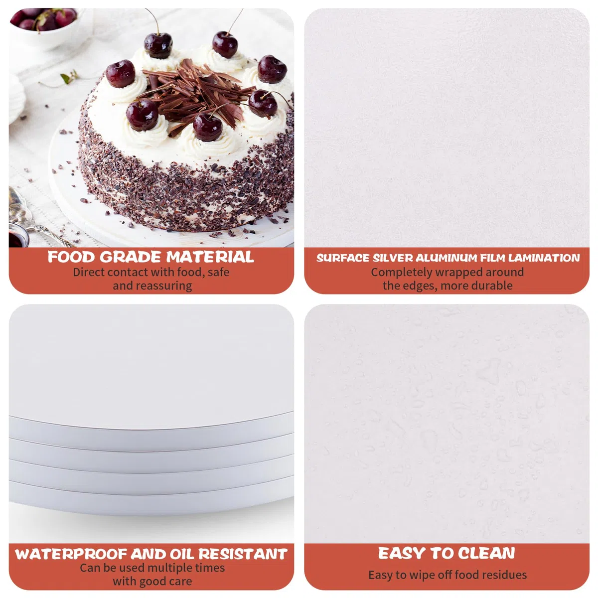 Sottotorta Tondo, 6 Pezzi Vassoio Torta Rotondo Riutilizzabile 30 cm x 12 mm, Premium Cake Board Set - Può Essere Utilizzato Su Entrambi i Lati, per Cuocere al Forno e Torte Fai da te, Bianco