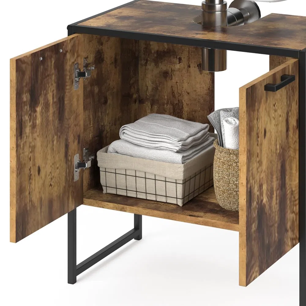 Vicco Mobile sottolavabo per bagno Fyrk, Legno antico, 60 x 60 cm, con intaglio per sifone per il montaggio sotto il lavandino