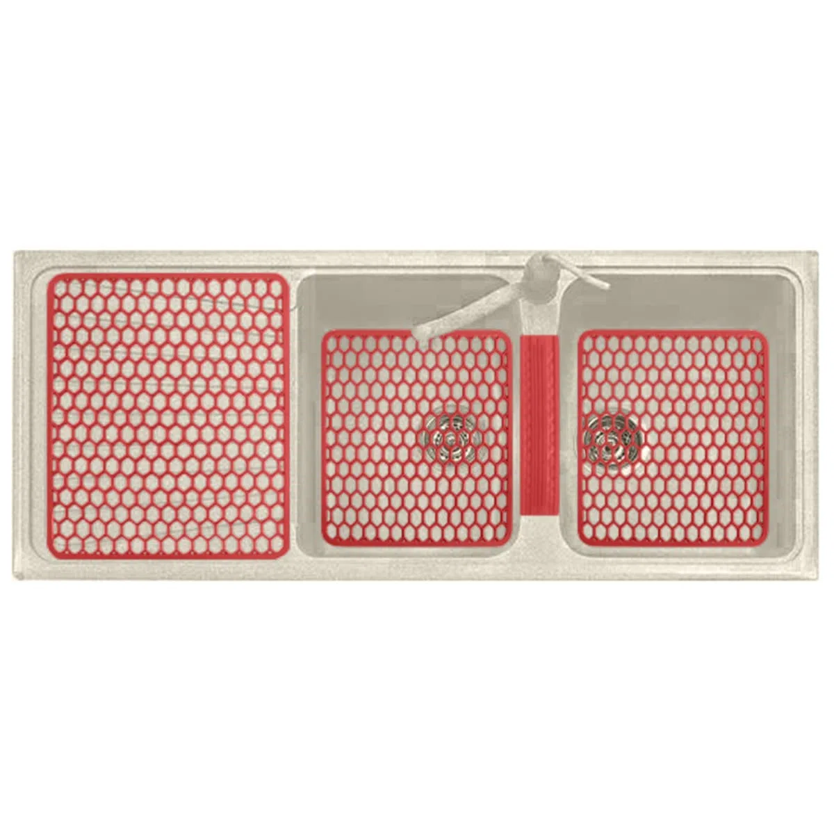 SaRani Set Tappeti Lavello 4 Pezzi Salva Lavandino Parabordo Scolapiatti Colorati Gomma (Beige)