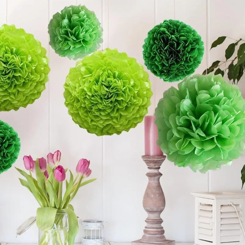 12 Pezzi Pompon di Fiori Verdi Pompon di Carta Velina 3 Misure Pompon Decorativi per Feste Pompons Decorativi Fiori di Carta Decorativi Adatto per Matrimoni Decorazioni per Feste di Compleanno