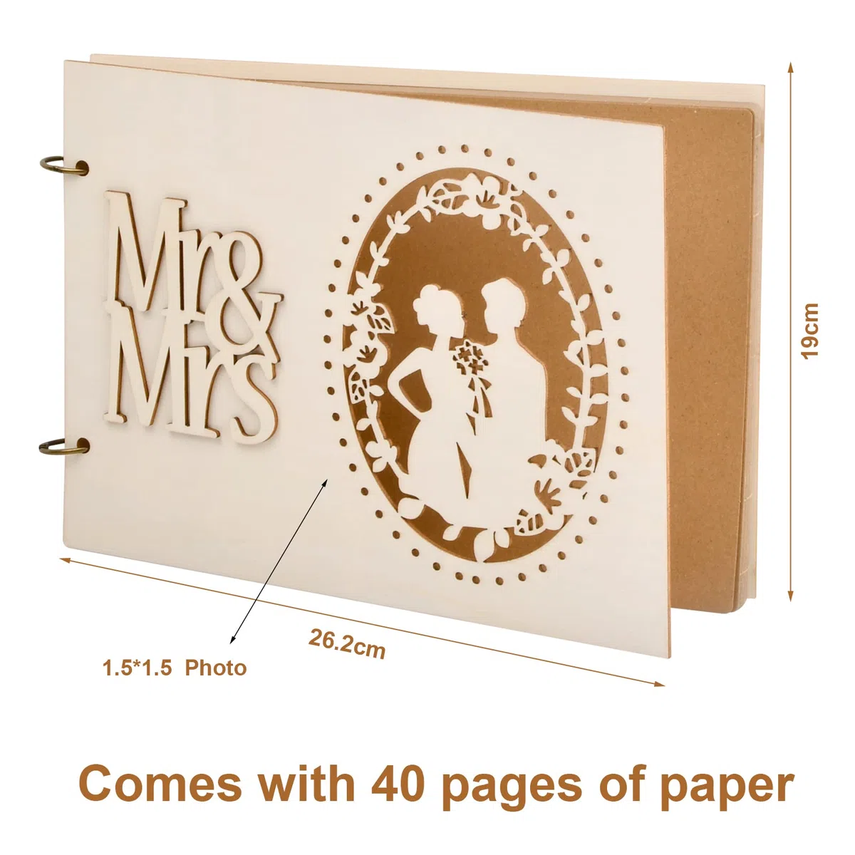Mr & Mrs Libro degli Ospiti Libro degli Ospiti di Nozze in Legno con 40 Pagine Artigianato Innovativo Album per Anniversario Matrimonio Festa di Fidanzamento
