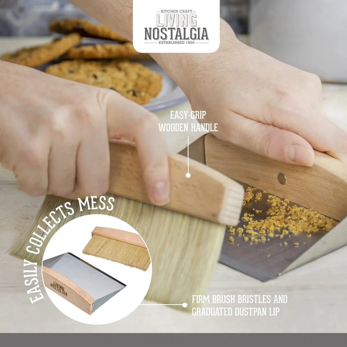 Kitchen Craft Living Nostalgia Scopetta e Paletta da Tavolo, 16/15 cm, Multicolore