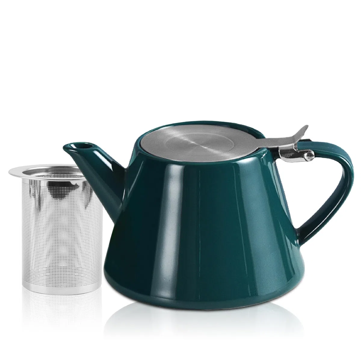 Teiera con filtro in acciaio inox, 500 ml, infusore a maglia fine, teiera in porcellana con colino da tè rimovibile in acciaio inox, teiera isolante in ceramica per un piacere più lungo del tè (verde