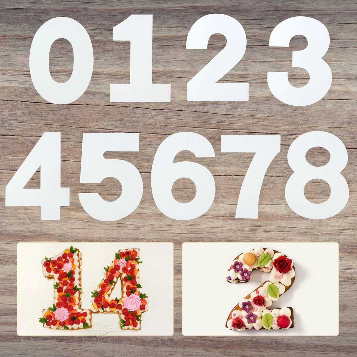 Stencil per Dolci,9 Pezzi da 0 a 8 Numeri fai da te,Stencil in Plastica Piatta,Stencil Numerico per Torte fai da te,Biscotti,Matrimoni,Compleanni,Feste (30 cm)