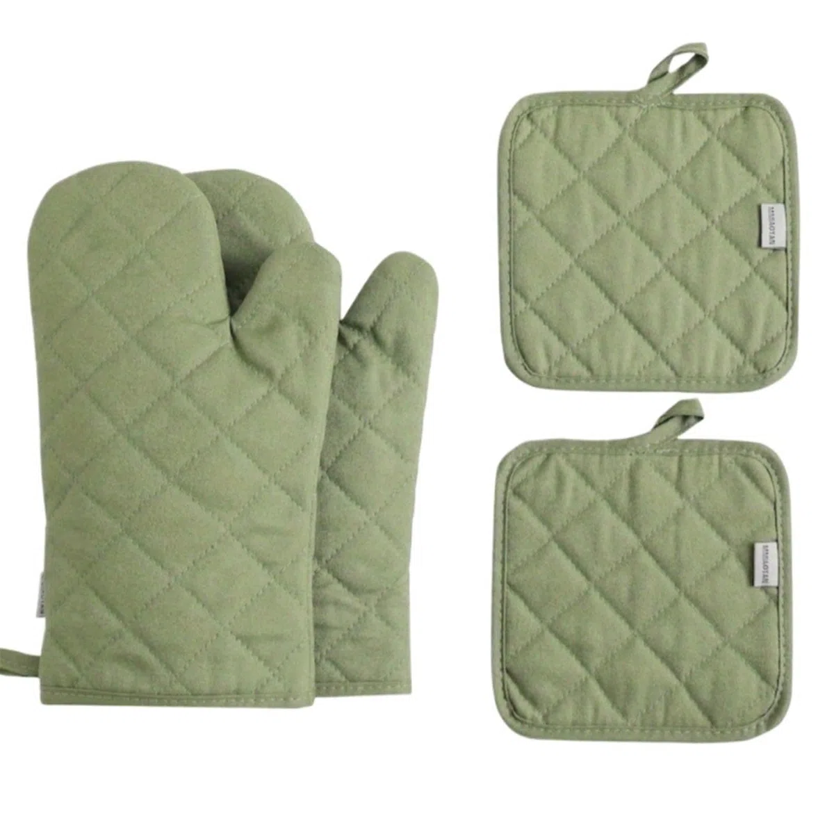 Set di 4 guanti da forno e presine, alta resistenza al calore, 500 gradi, extra spessi, lunghi, guanti da cucina in cotone per cucinare (30,5 cm, verde)
