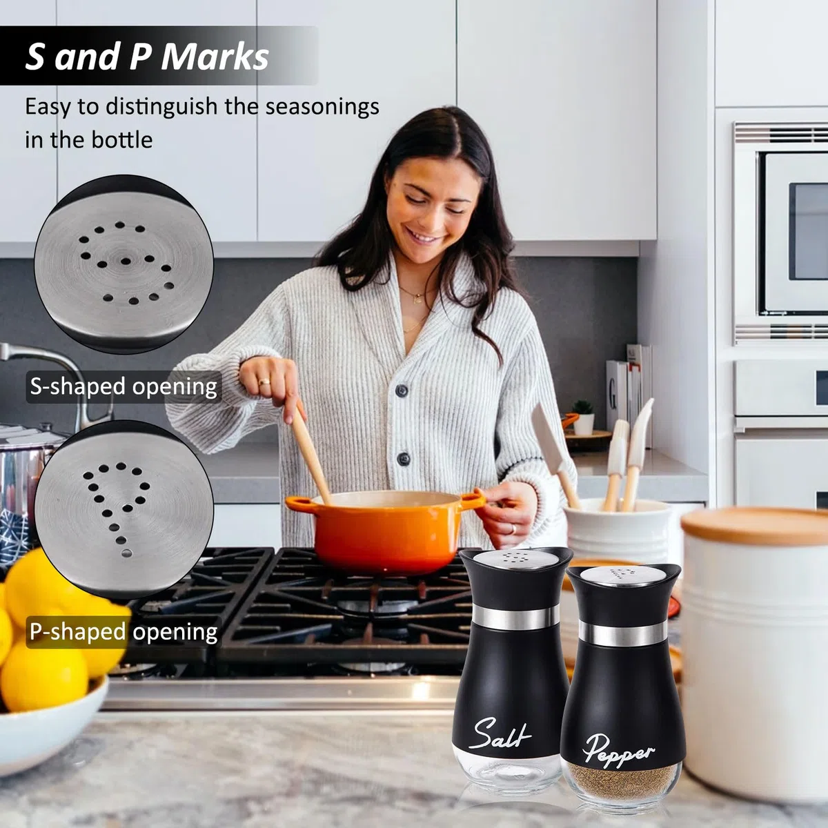 Saliera e Pepiera, 2 pezzi Set Sale e Pepe, 100 ml, Saliera in Vetro e Inox Spargispezie, Barattoli di Spezie