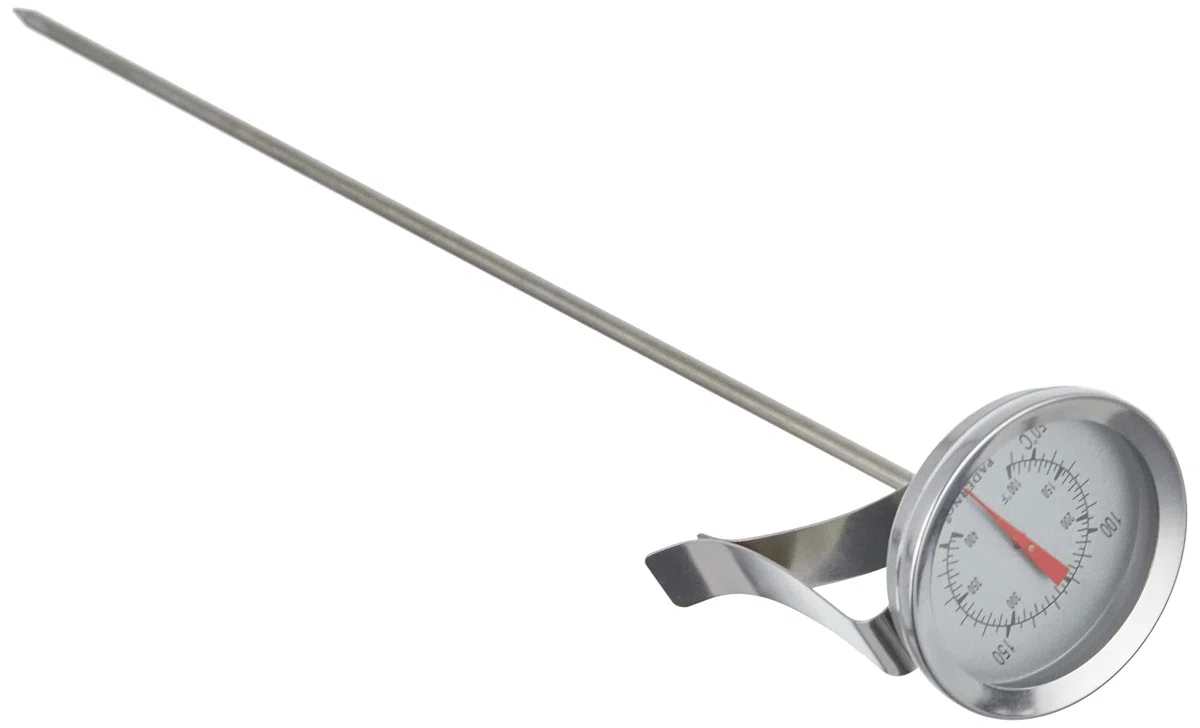 Paderno - Termometro Cucina Multiuso in Acciaio Inox 18/10, per Fritti, Carni, Acqua, Alimenti, Liquidi - Lunghezza 31 cm