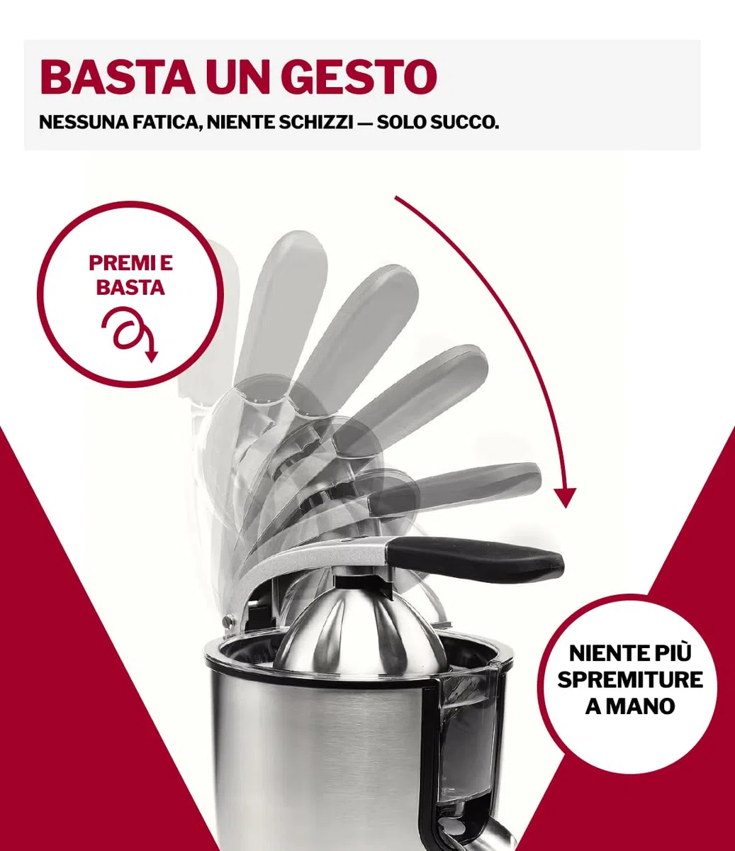 Turmix Multi-Juicer machine CX 650 – Spremiagrumi elettrico professionale in acciaio inox, 2 coni per agrumi grandi e piccoli, beccuccio antigoccia, motore silenzioso 160 W, lavabile in lavastoviglie