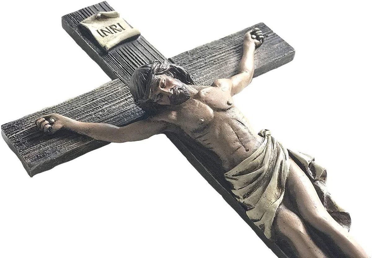 Crocifisso Gesù Cristo nostro Signore e Salvatore, decorazione da parete in resina, 35,5 cm, per casa o ufficio, in confezione regalo