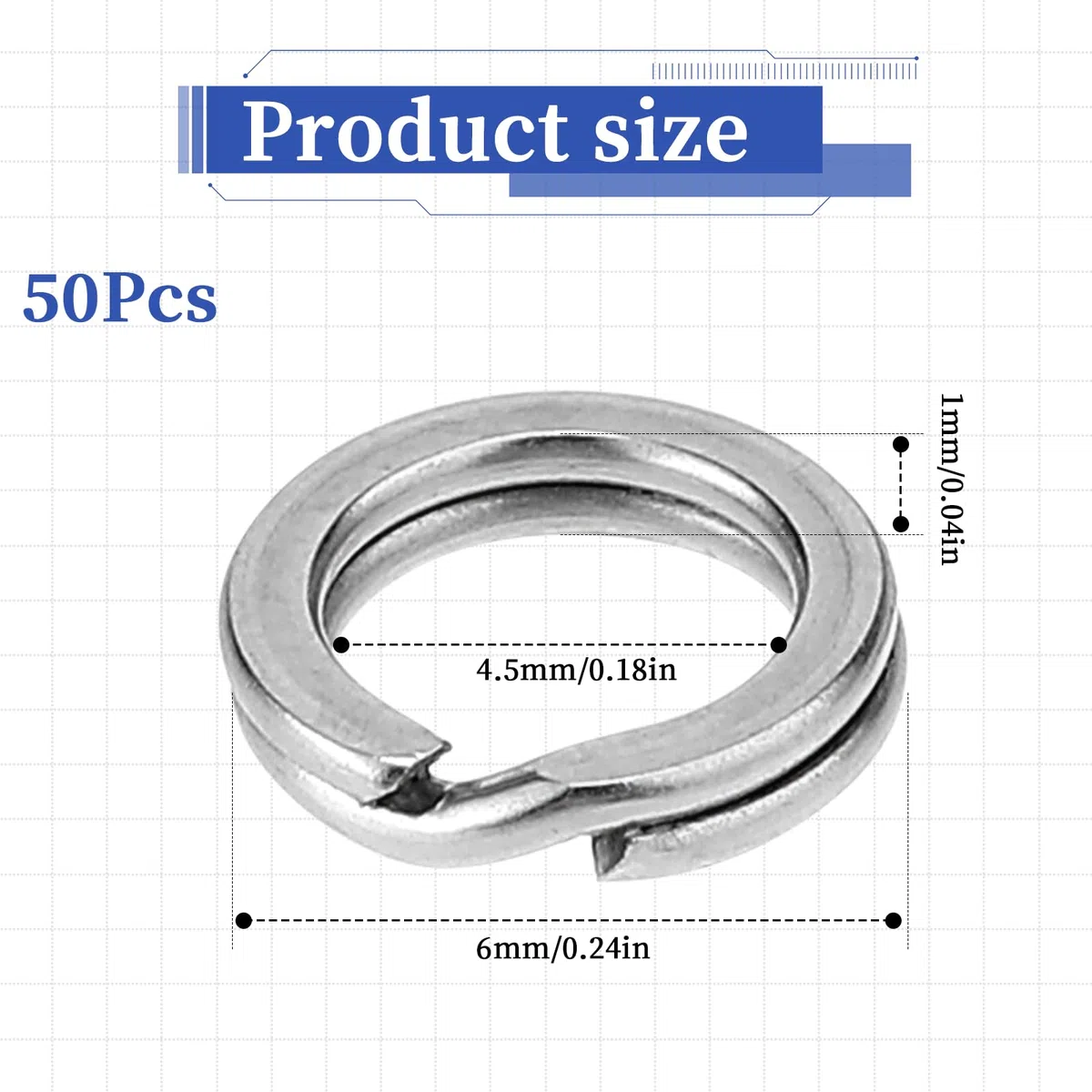 50 anelli portachiavi da 6 mm, in acciaio inox, piccoli accessori per portachiavi fai da te, anelli per la creazione di gioielli, mini portachiavi per la creazione di gioielli, fai da te, chiavi