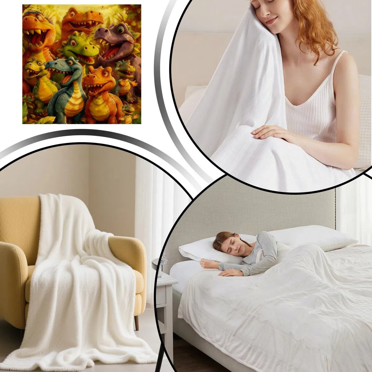 Coperta In Flanella Con Dinosauri Sorridenti ,Stampa Digitale Ad Alta Definizione Motivo Dinosauro,150x130 cm Morbida Coperta In Flanella Con Stampa Animali | per , Divano, Angolo Lettura, Camera da ,