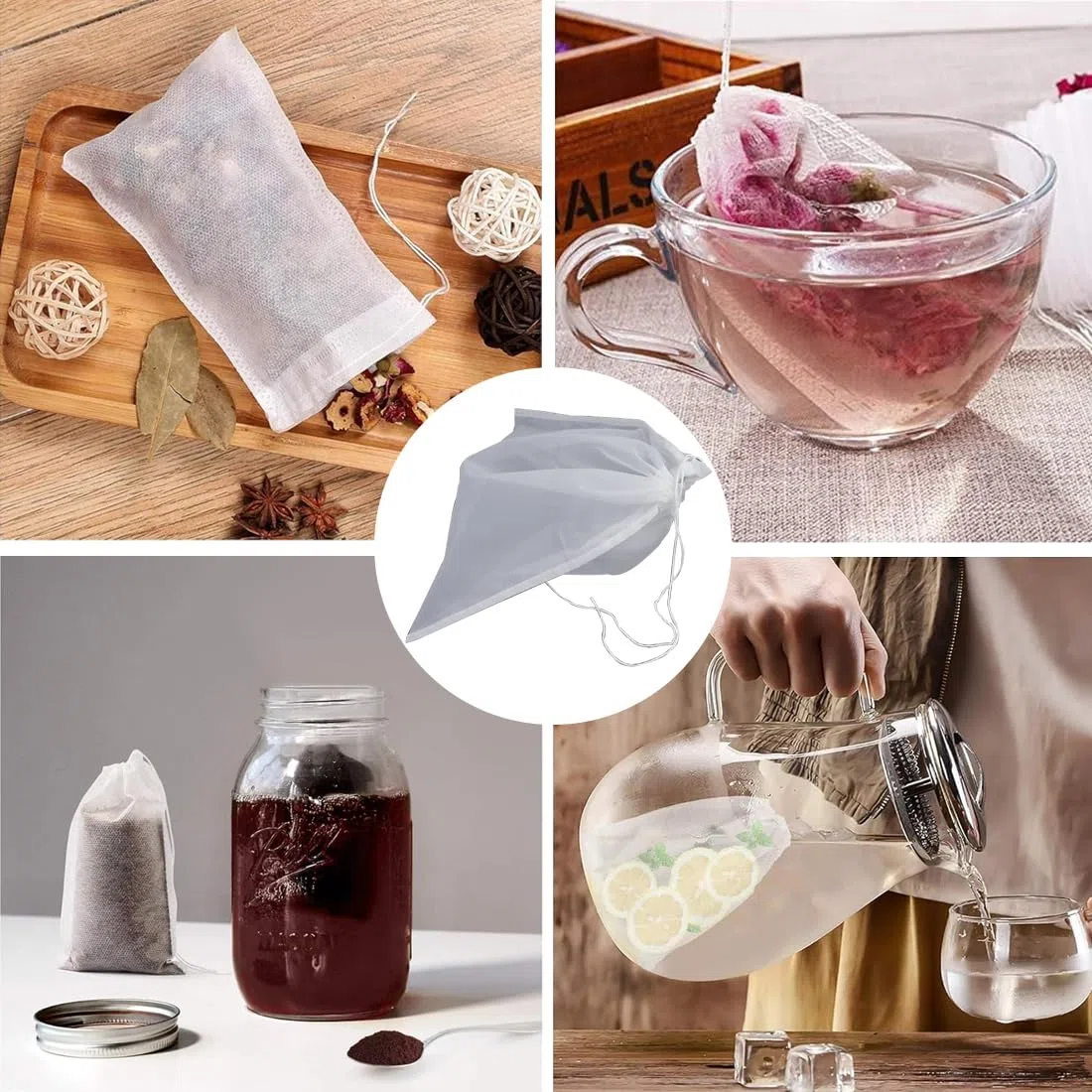 Sacchetto Filtrante Riutilizzabile per Alimenti, 2 pezzi Sacchetti Filtranti per Alimenti con Coulisse, Filtri per Liquori per Birra e Latte Vegetale, per vino marmellata Yogurt, 45 x 60 cm (100 Mesh)