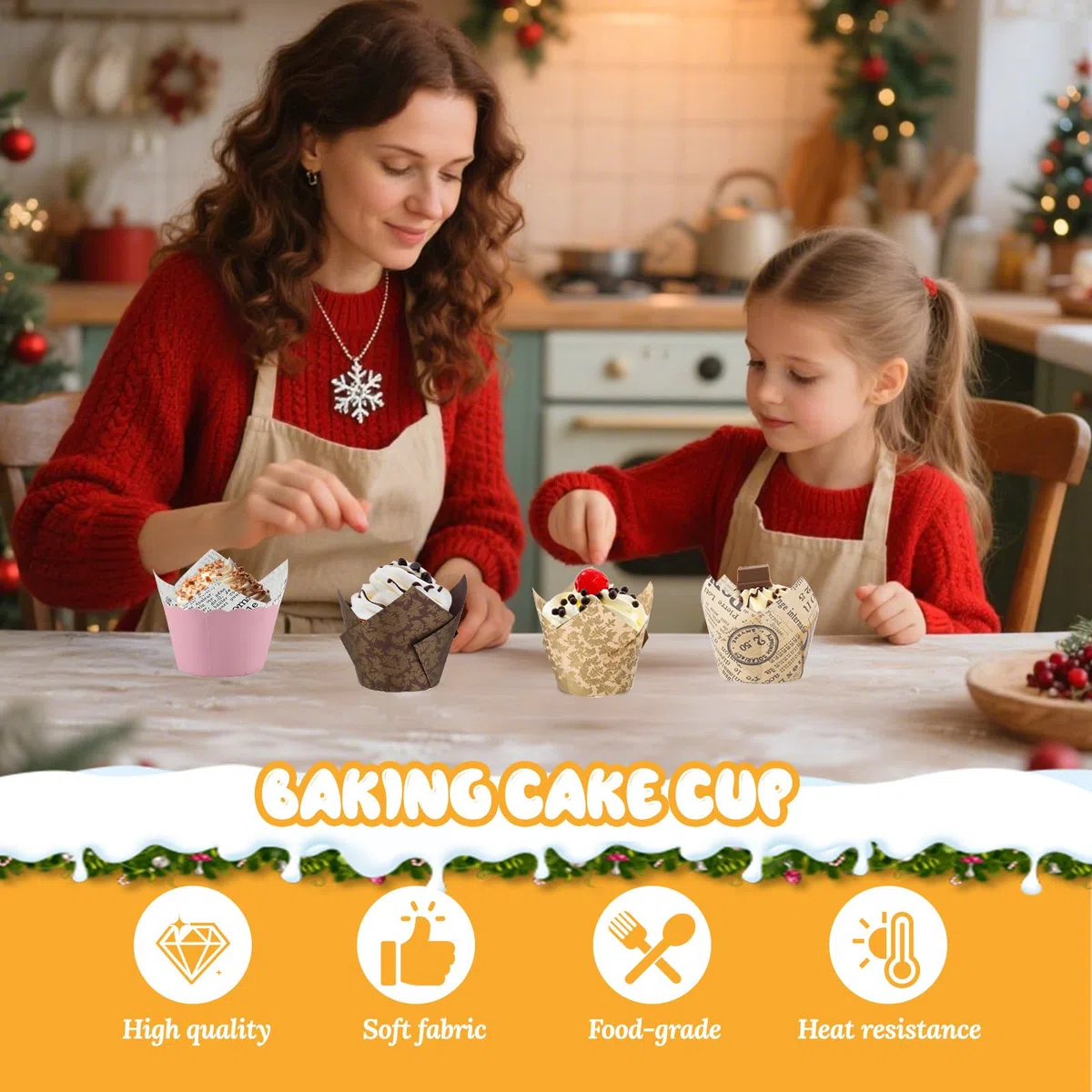 Pirottini per Muffin Carta, Pirottini Muffin tulipano, Cupcake 300 Pezzi, Cupcake Liners per Cottura, Dolci, Feste, Natale e Compleanni, Dimensioni Standard (Tulipani-D)