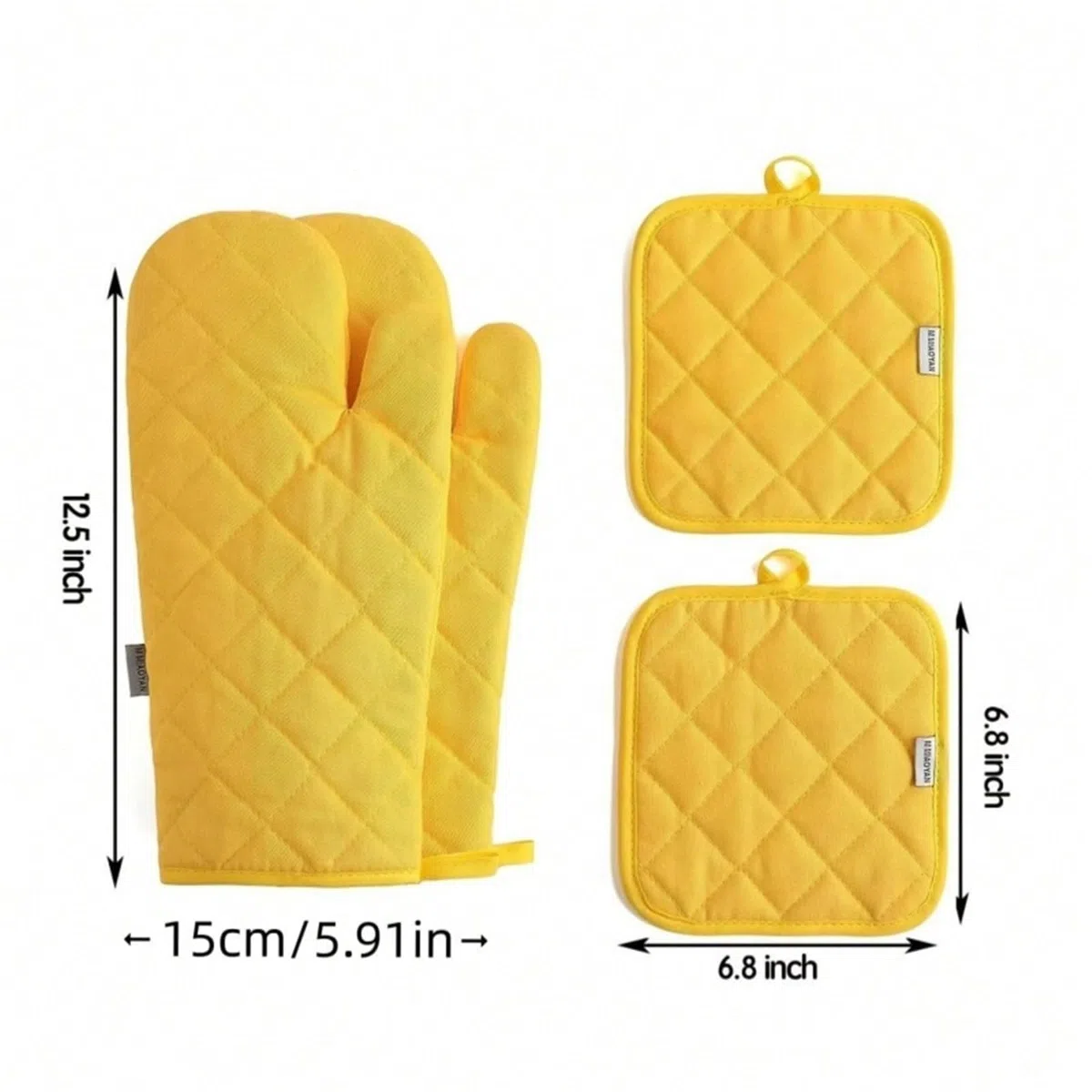 Set di 4 guanti da forno e presine, alta resistenza al calore, 500 gradi, extra spessi, lunghi, guanti da cucina in cotone per cucinare (30,5 cm, verde)