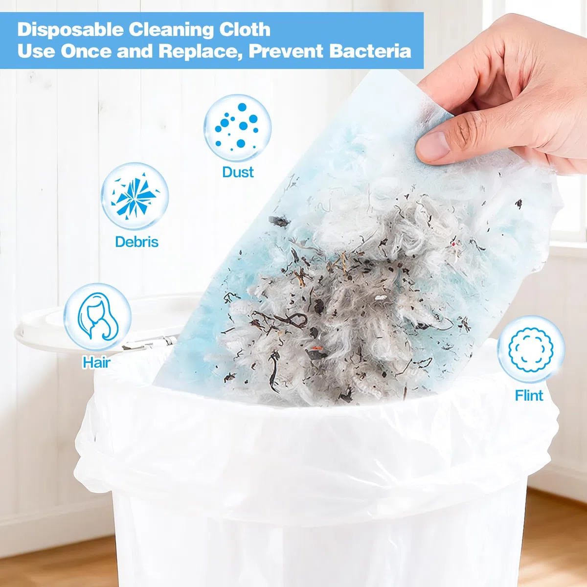 52 Pezzi Duster Ricariche Compatibile con Swiffer, Kit per Piumini Cattura Polvere con 1 Manico, 1 Manici Telescopici, Piumini Catturapolvere per Capelli, Polvere, Sporco