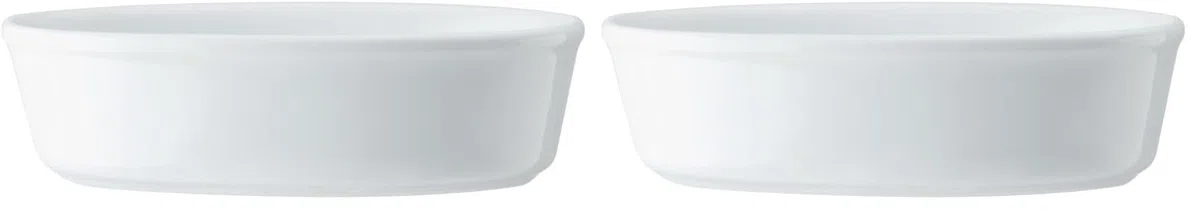 Mikasa Chalk Terrina ovale, Bianca, Grande tortiera in porcellana, 18 cm - Adatta al forno - Torta profonda per torte salate e dolci, lavabile in lavastoviglie (Confezione da 2)