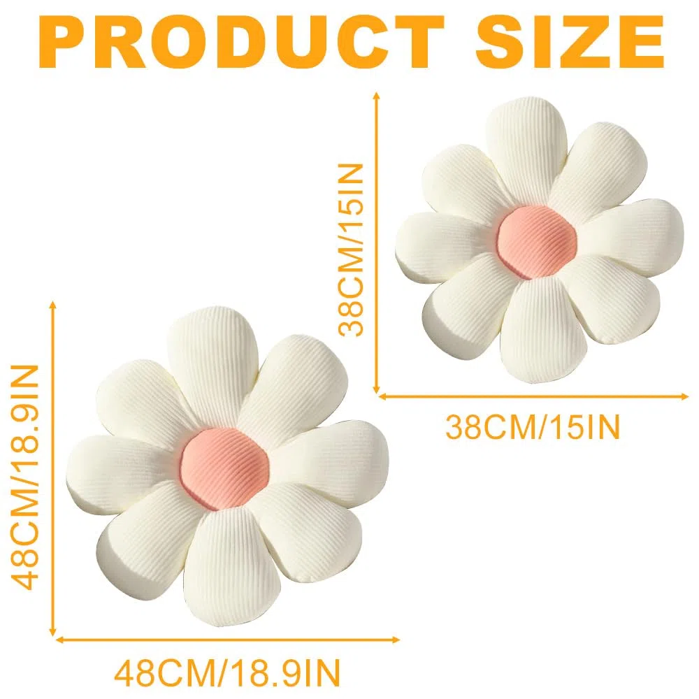 Cuscino a Fiore Rosa e Bianco 40CM, Cuscino a Fiori Cuscino da Seduta Outdoor Indoor, 8 Petali, Cuscino a Fiori per Divano Cuscino per Sedia, Cuscino Fiore Cuscino da Coccole per