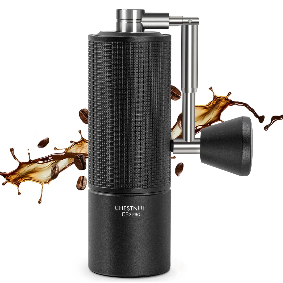 TIMEMORE Chestnut C3s PRO, macinacaffè manuale, corpo interamente in metallo integrato, bava conica S2C in acciaio inox, impugnatura pieghevole, per caffè espresso o French Press, nero