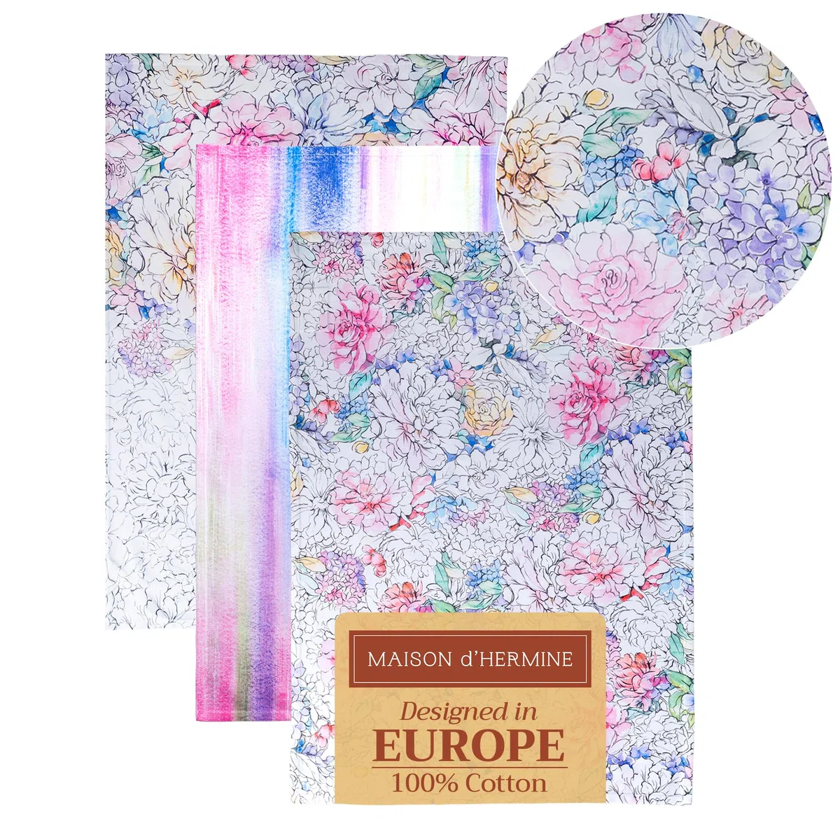 Maison d' Hermine Floral Love 100% cotone, set di 3 asciugamani da cucina Multi-Purpose | Asciugamani da bar | Primavera/Estate (50 cm x 70 cm)