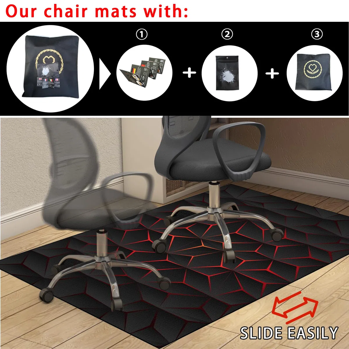 Protettivo Salvapavimento, Tappetino Pavimenti per Parquet e Pavimenti Duri, Tappeto per Sedia Gaming, 90 x 120 cm Tappeto Sedia Ufficio, Protezione per Moquette Multiuso, Tappeto Sedia Gaming