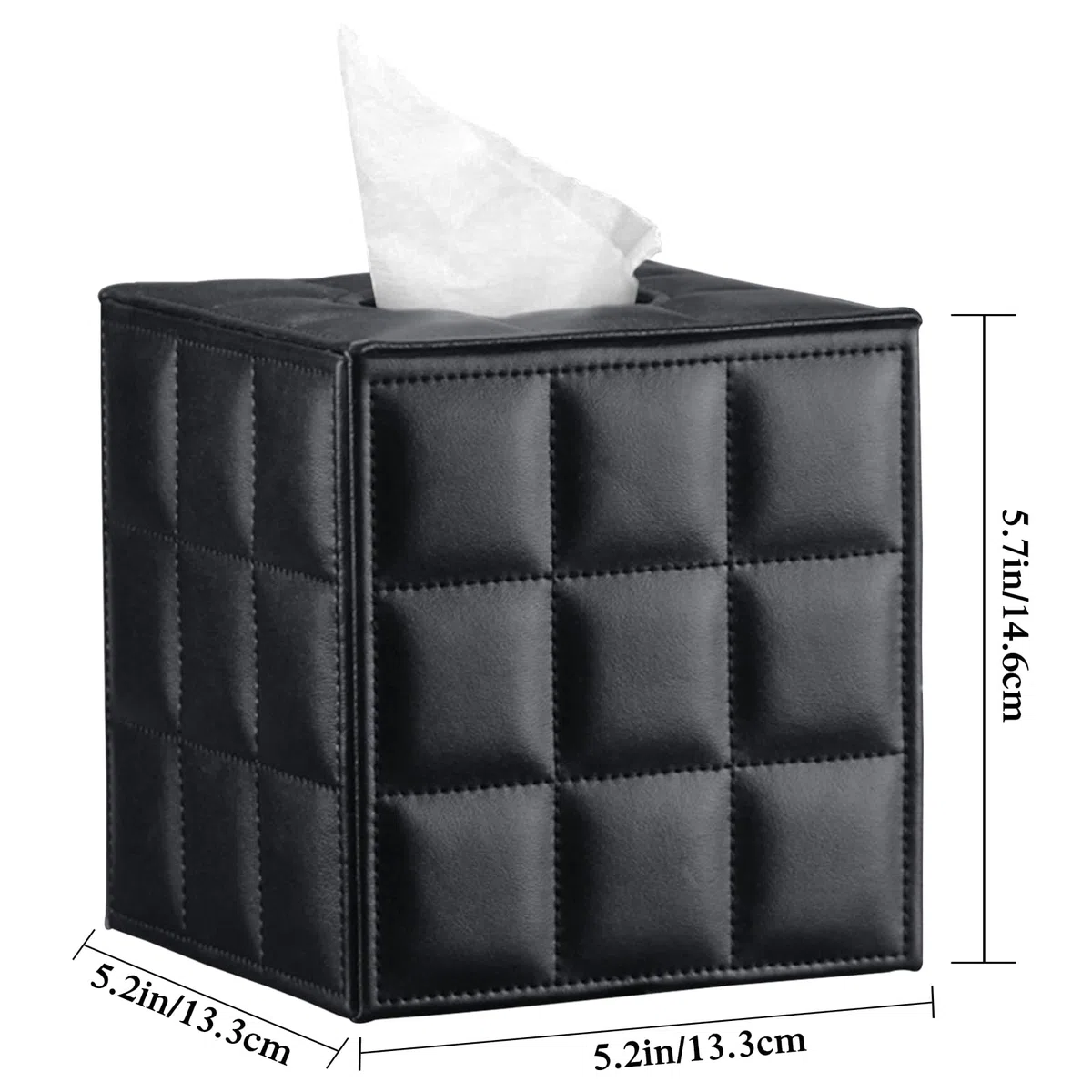 Porta fazzoletti in Pelle,Quadrata Porta Fazzoletti,Scatola Fazzoletti Moderne,Boden verstärkt mit Magneten,passend für Haus,Hotel, Restaurant,Büro,Auto,Nero