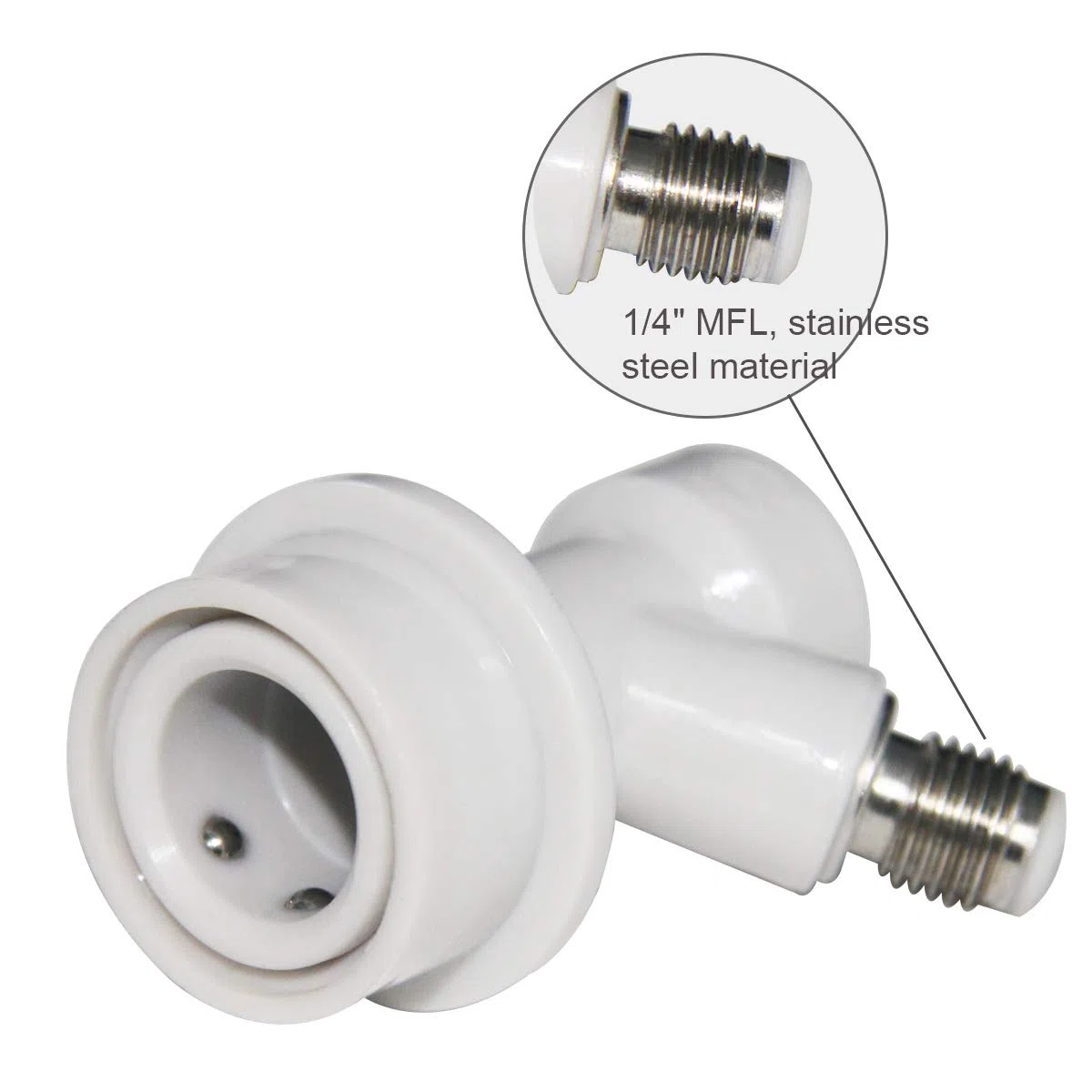 PERA 2 Paia Ball Lock MFL Gas & Liquido barilotto di Birra Quick Disconnect Set accoppiatore barile, plastica, Acciaio Inossidabile, Grigio e Bianco