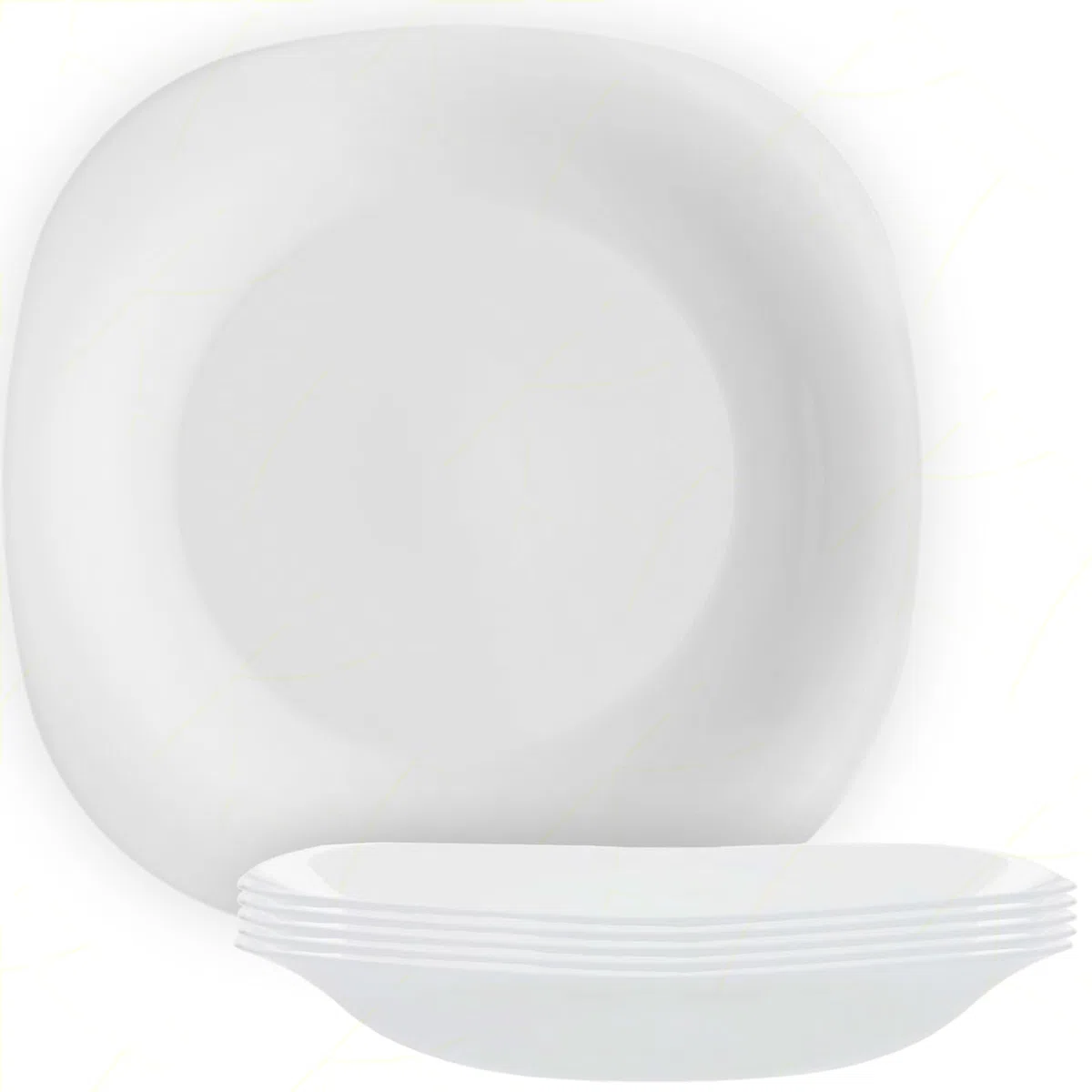Rocco Bormioli 6197802, Parma Piatto Opale Fondo, Vetro, Bianco, 22.5x22.5 cm, 6 pezzi