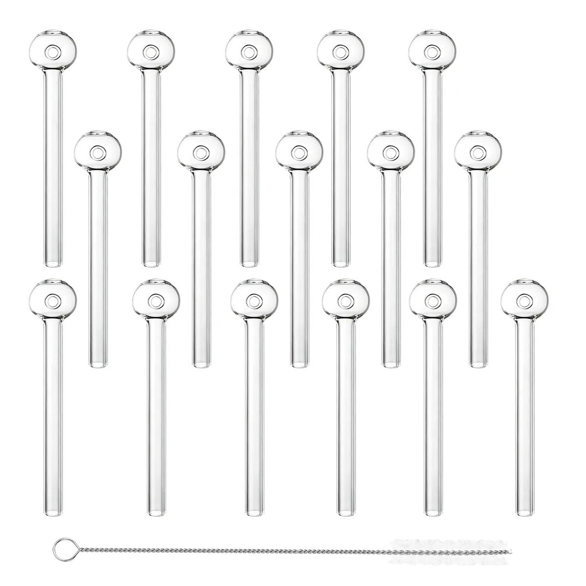 16 pipe in vetro pipe di vetro, lunghezza 4 pollici, tubo di vetro, pipe di olio, pipa a olio, pipe in vetro, pipe in vetro, cannucce per tè, cocktail, succhi con spazzola per la pulizia e confezione