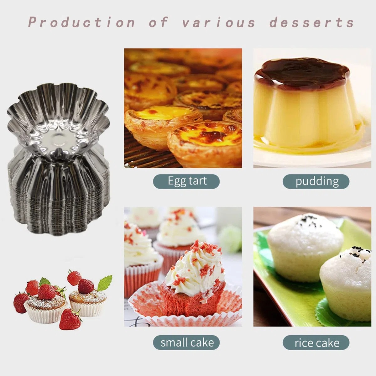 25 pezzi di stampi per torte, stampo per cupcake, mini stampo per tartine in acciaio inossidabile, forma per muffin, stampo per torte riutilizzabile, antiaderente, stampo per tortine da forno per