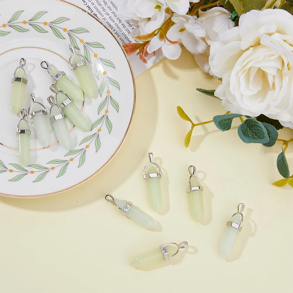 SUPERFINDINGS Gemstone Charms Natural Mixed Stone Pendants with Light Gold Tone Stone Pendants Charms for Earring Necklace Bracelet Jewelry Making