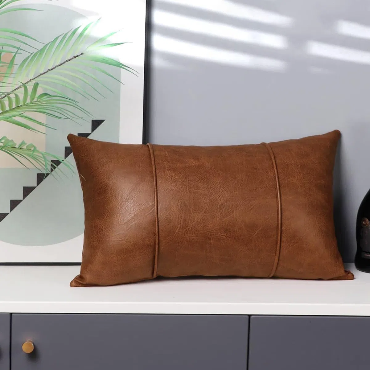 Cuscini Rettangolari Cuscini Copri Protezioni da Cuscini in Pelle Finta 45 Cm con Cerniere Rinforzate per Decori del Soggiorno