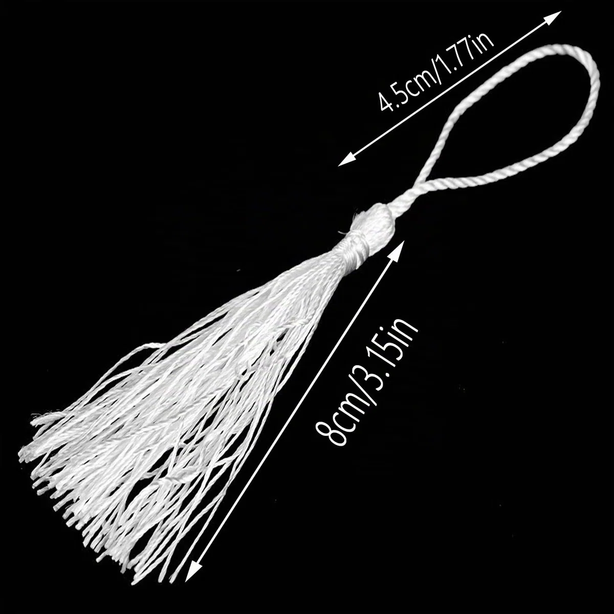 100 Pezzi Nappine Bianche, Nappe Segnalibro, Con cordino,Utilizzato per Realizzare Accessori di Abbigliamento, Orecchini, Artigianato Fai-da-te, Souveni, Segnalibri