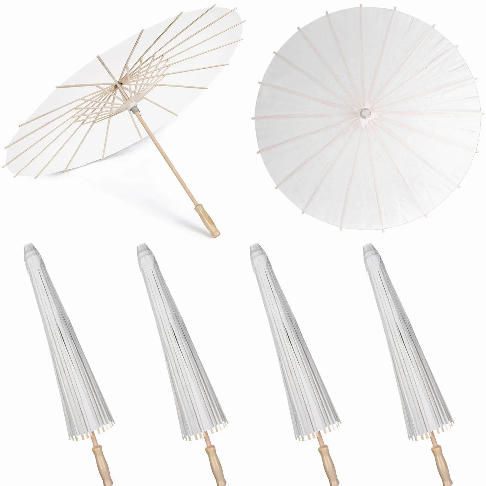 4 pz Ombrello di Carta 60CM Cinese Giapponese, Bianco FAI DA TE Ombrello Decorativo per Matrimonio