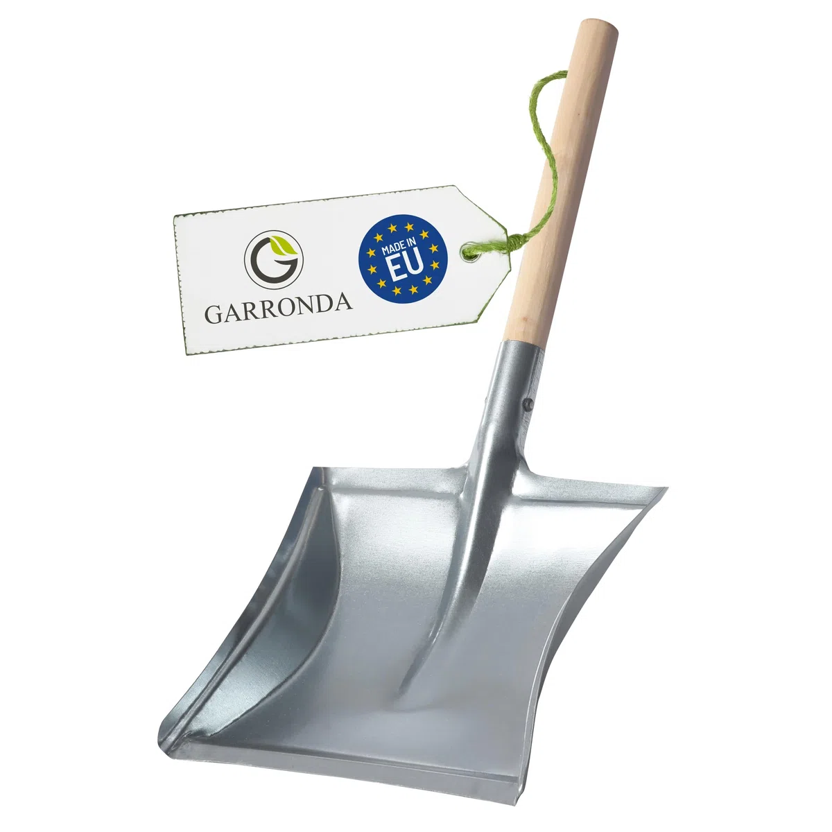 Garronda Paletta in metallo con manico in legno, pala da giardino robusta ideale per pulizie di carbone, cenere e segatura, paletta camino per uso interno ed esterno GD-0002 (Argento)