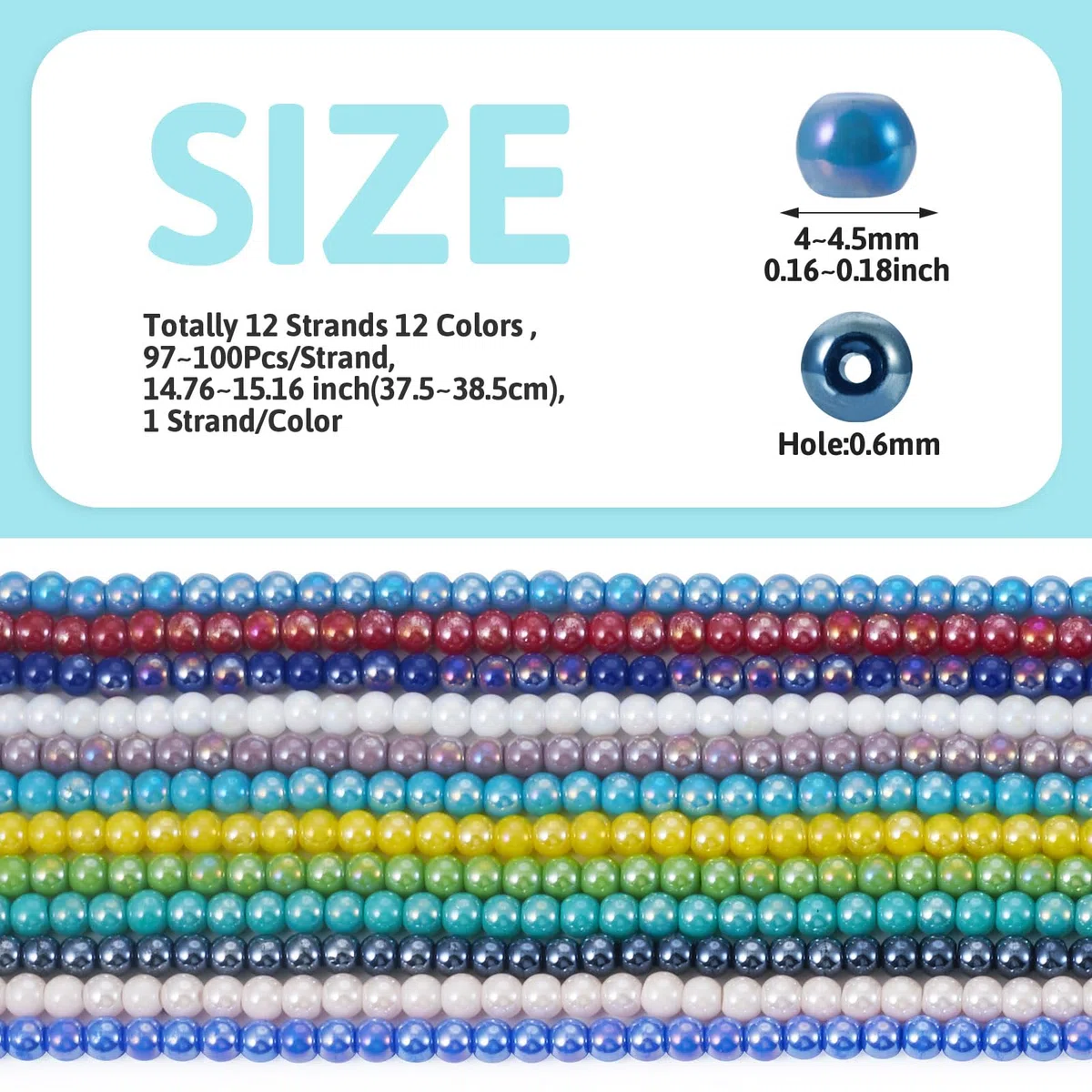 FASHEWELRY - 1200 perline rotonde in vetro elettroplacato, colori AB, 4 mm, perline di cristallo opache colorate per braccialetti, orecchini, collane, bigiotteria fai da te e progetti artigianali