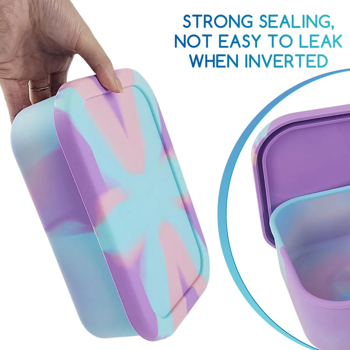 Contenitore per il pranzo in silicone da 1200 ml, per bambini, con scomparti, senza BPA, in silicone, infrangibile e a prova di perdite, per scuola, picnic, ragazze e ragazzi (viola)