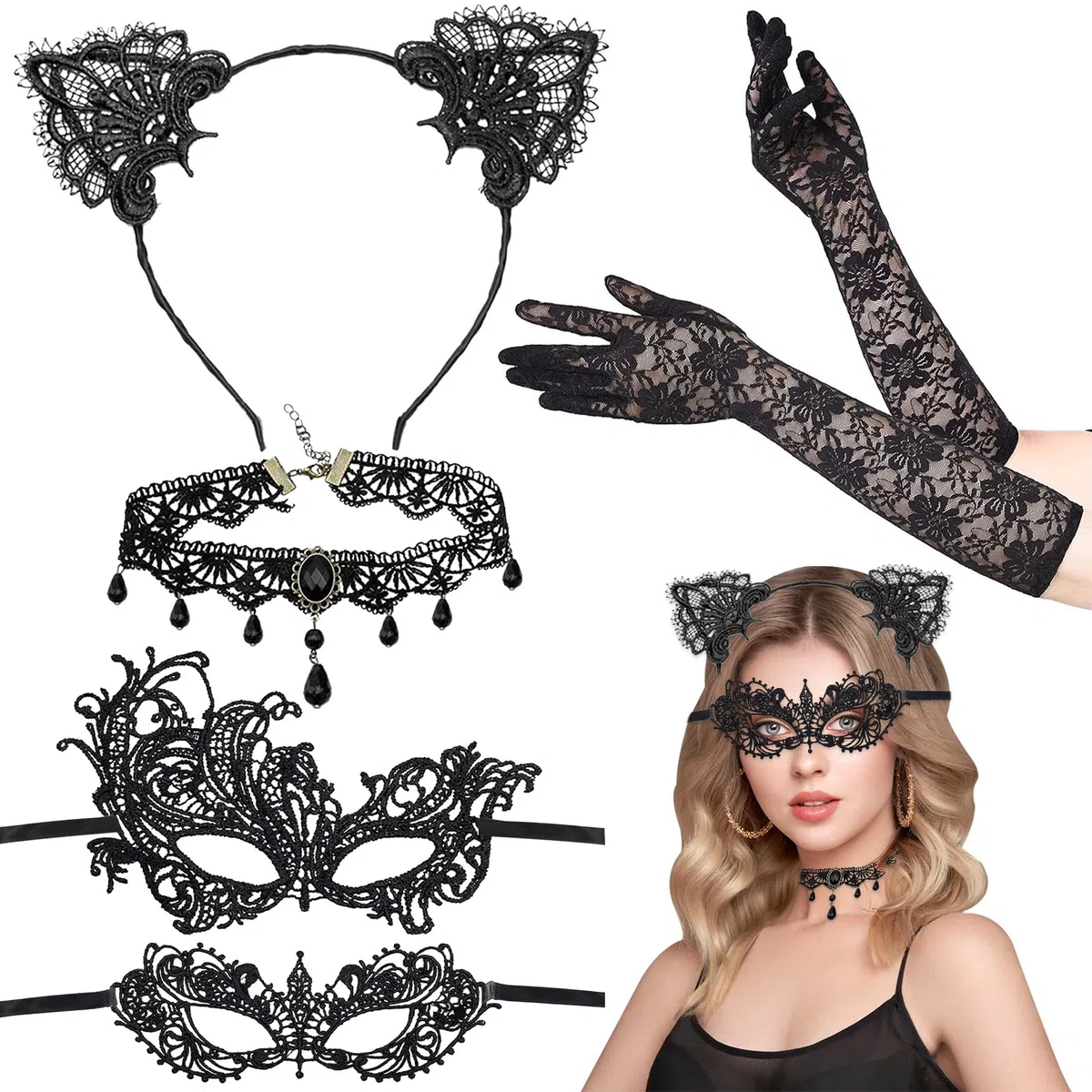 Maschera Integrale di Halloween, 3 Pezzi Maschere di Halloween a Faccia, Cappuccio Nero Traspirante Halloween, Mascherine Integrale, Maschera Senza Volto Unisex per Halloween Cosplay