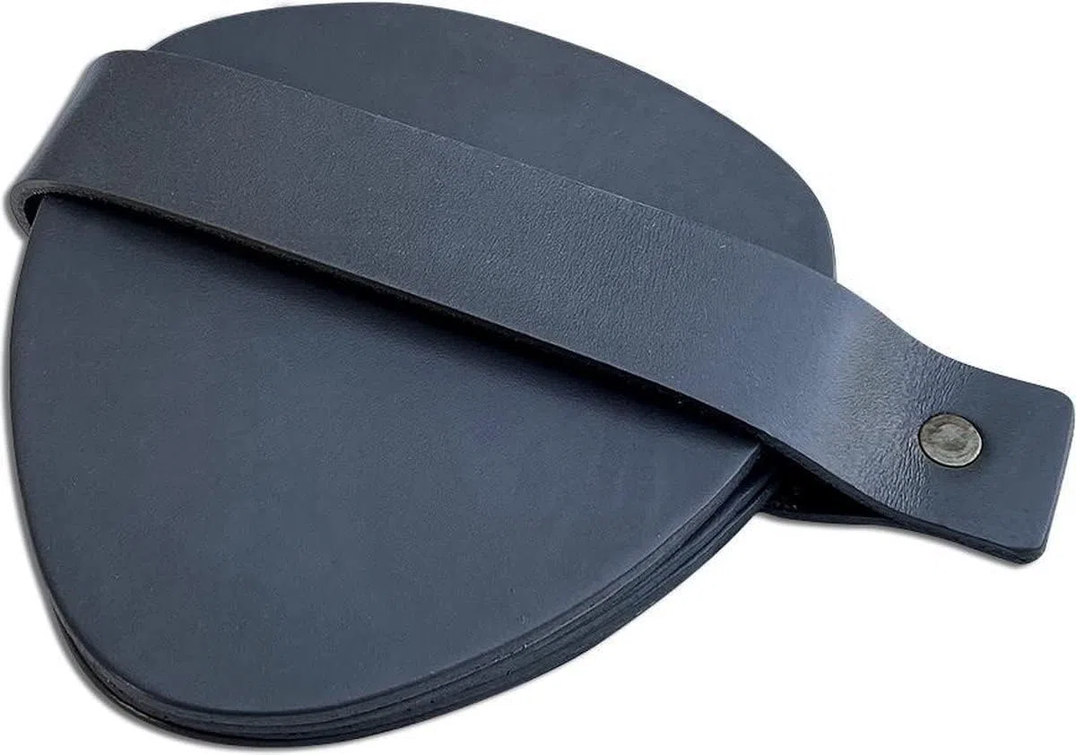 Brute Strength - Sottobicchieri in pelle pieno fiore - Grigio - Semicircolare - 6 pezzi - Sottobicchiere ovale per vetro - Sottobicchieri per bevande - include supporto