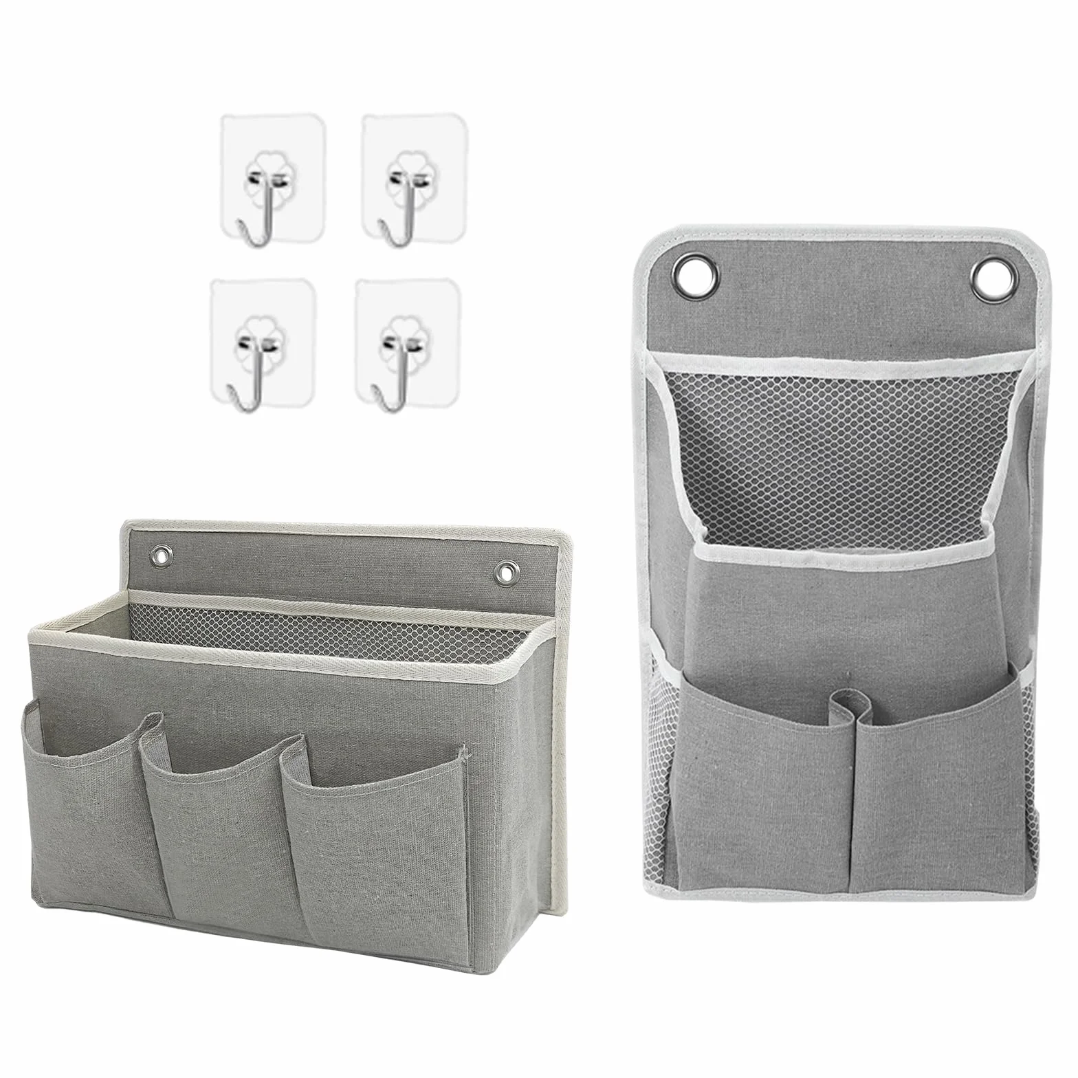 2 organizer da appendere per armadio con 4 ganci, pieghevole, in tessuto di lino, organizer da parete, organizer da appendere, per bagno, camera da letto, ufficio, camper