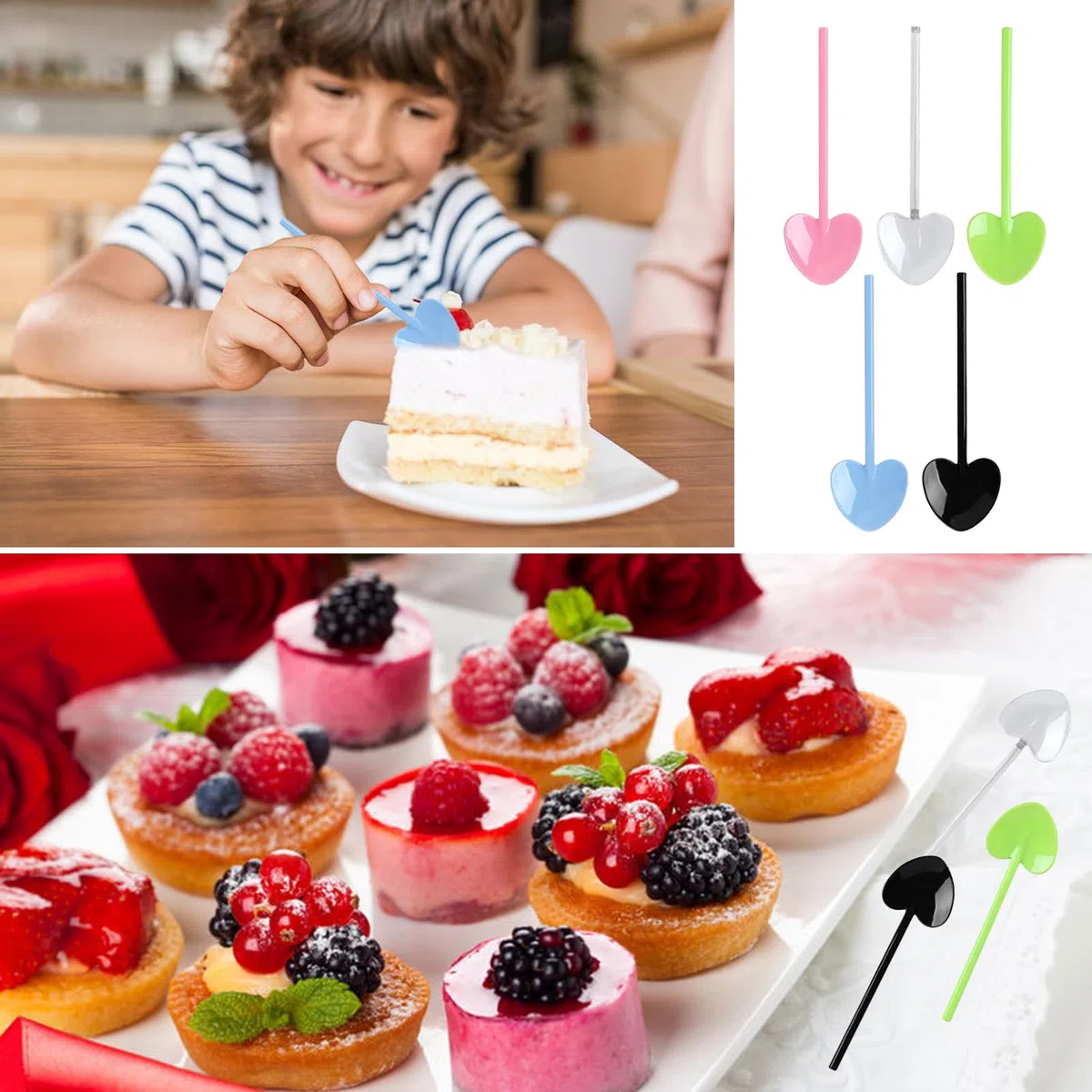 Mini Cucchiai da Dessert Riutilizzabili, 100 Pezzi Mini Cucchiai Riutilizzabili Paletta per Gelato Reusable Piccoli Cucchiai da Dessert per Barbecue, Picnic, Campeggio, Feste, 10,5 cm