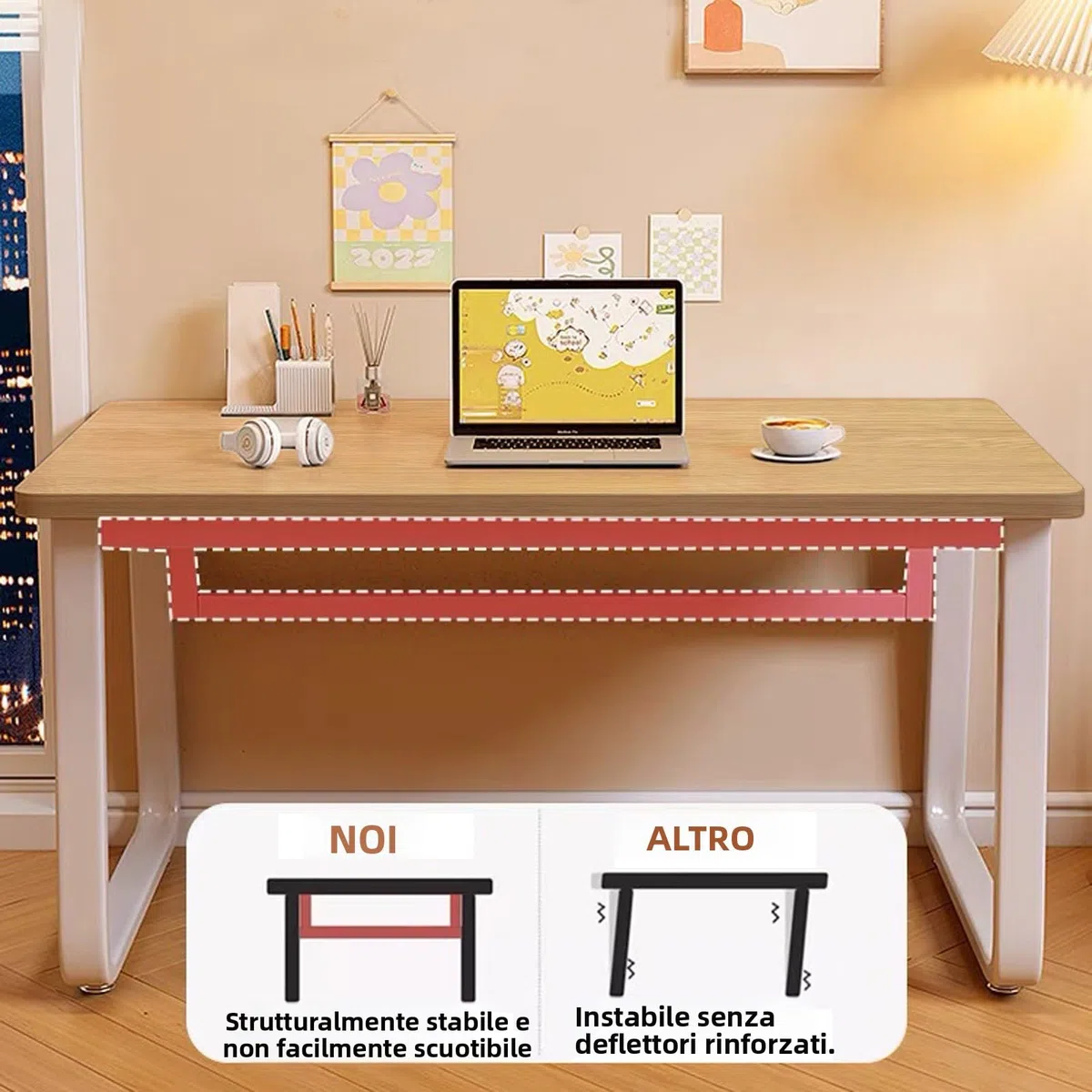 Tavolo Scrittura Stile Minimalista, Scrivania Computer, Scrivania Ufficio Casa Moderna per Camera