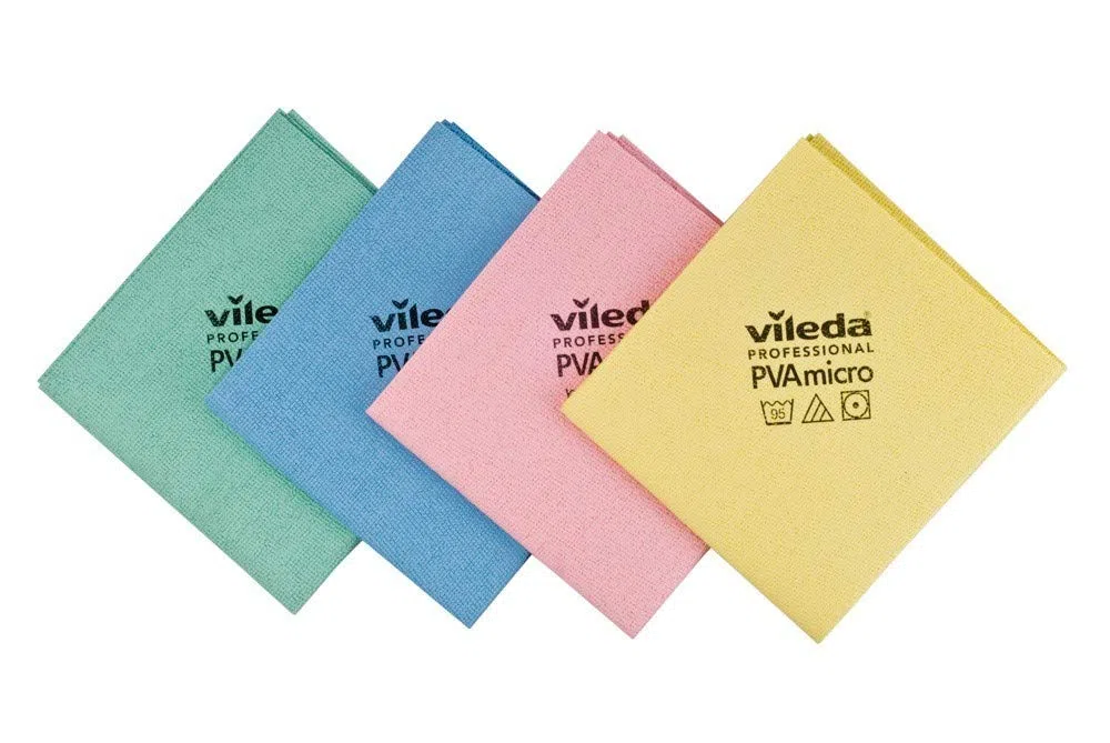 FHP VILEDA Panno PVA Micro CM 35X38 Multicolor in Confezione da 4 Pezzi (Verde - Azzurro - Rosso - Giallo)