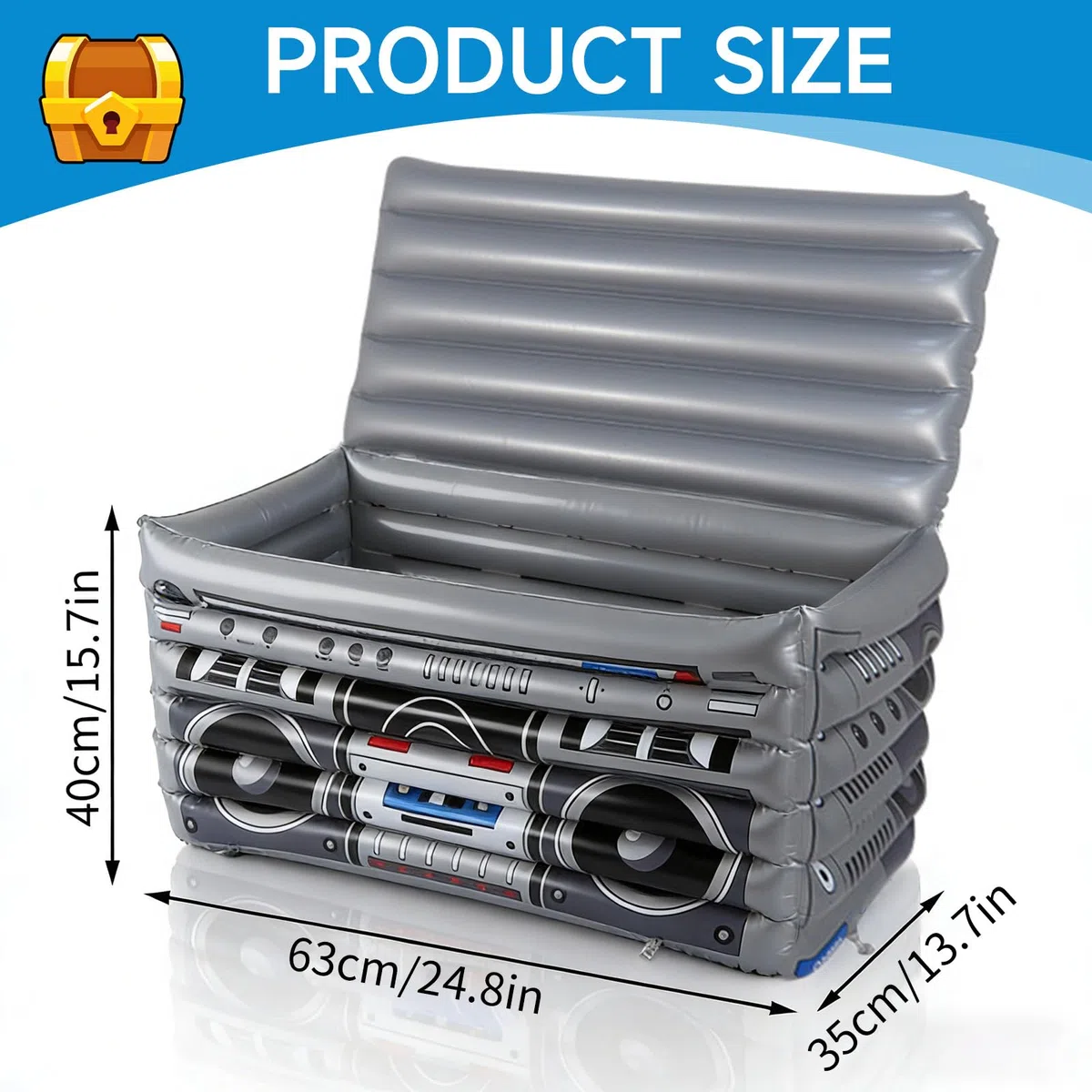 Borsa Termica Gonfiabile per Radio, Scatola Tesoro Gonfiabile, Bar Gonfiabile in Piscina, Refrigeratore per Bevande Gonfiabile Forma, per Decorazione Feste Estive Spiaggia e Piscina