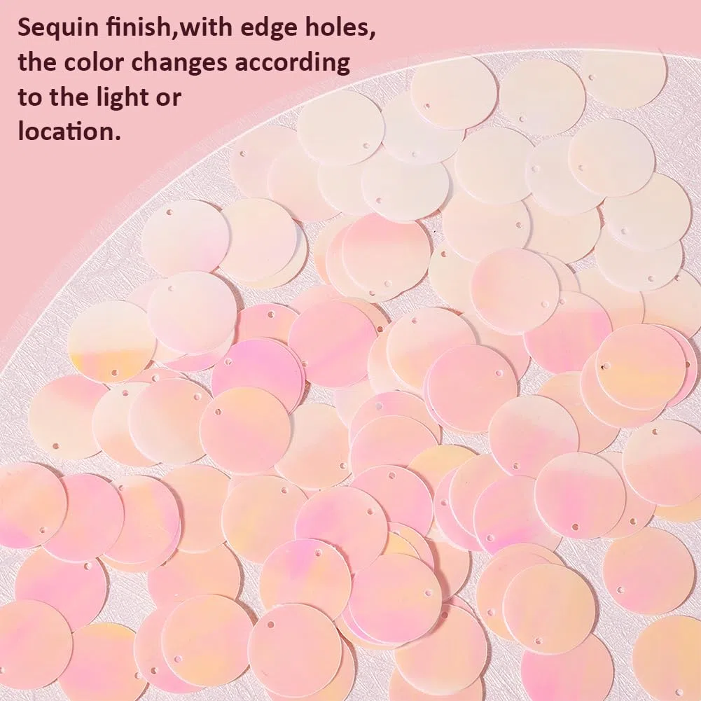 380 pz 20mm Rosa Paillettes Piatte Rotonde Plastica Pvc Iridescente Lucido Glitter Sciolte Perline per Cucito Artigianato Fai Da Te Ricamo
