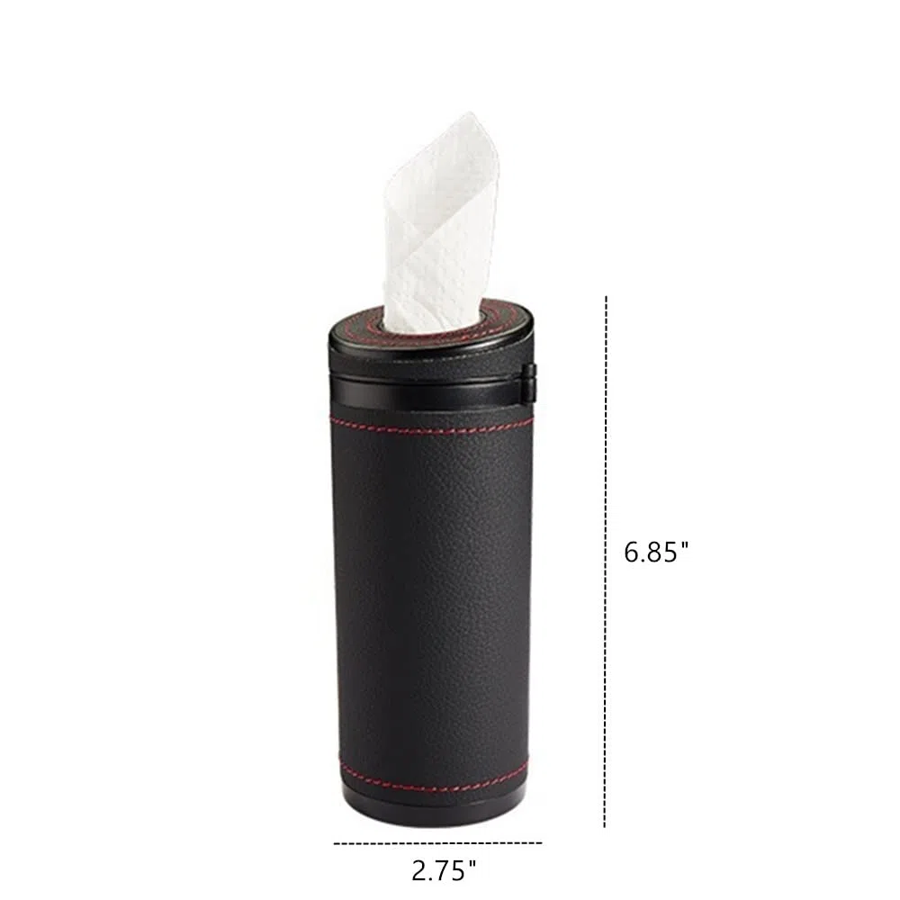 Scatola per fazzoletti cilindri per auto, porta fazzoletti in pelle - per porta fazzoletti per auto, tazza in tessuto in pelle per interni auto ((((4)
