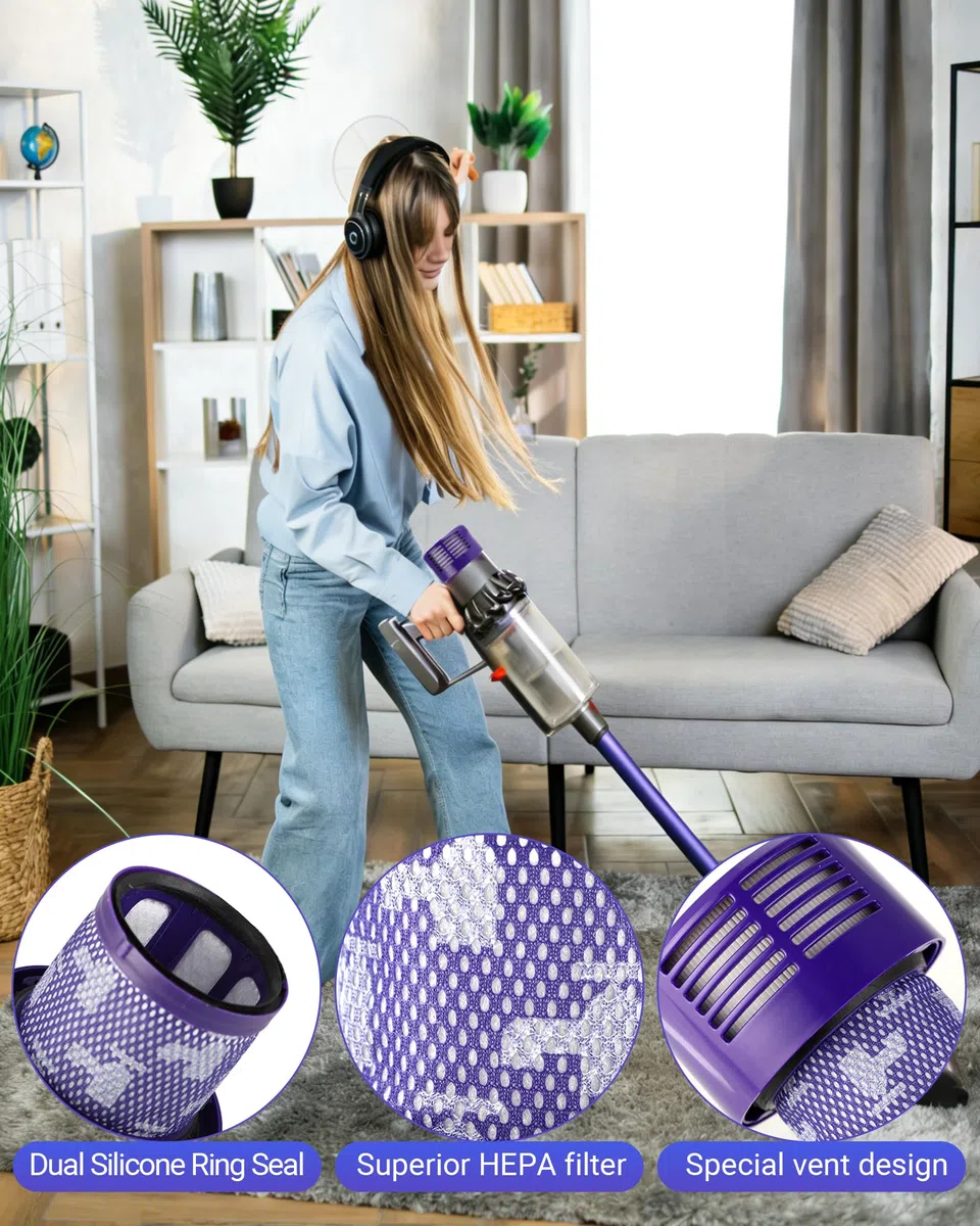3 Pack Washable Replacement Filter Compatible with Dyson V10 SV12 Vacuum Cleaner, Includes Cleaning Brush, Fits Cyclone V10 Absolute Animal Motorhead Total Clean, Compare to DY-969082-01